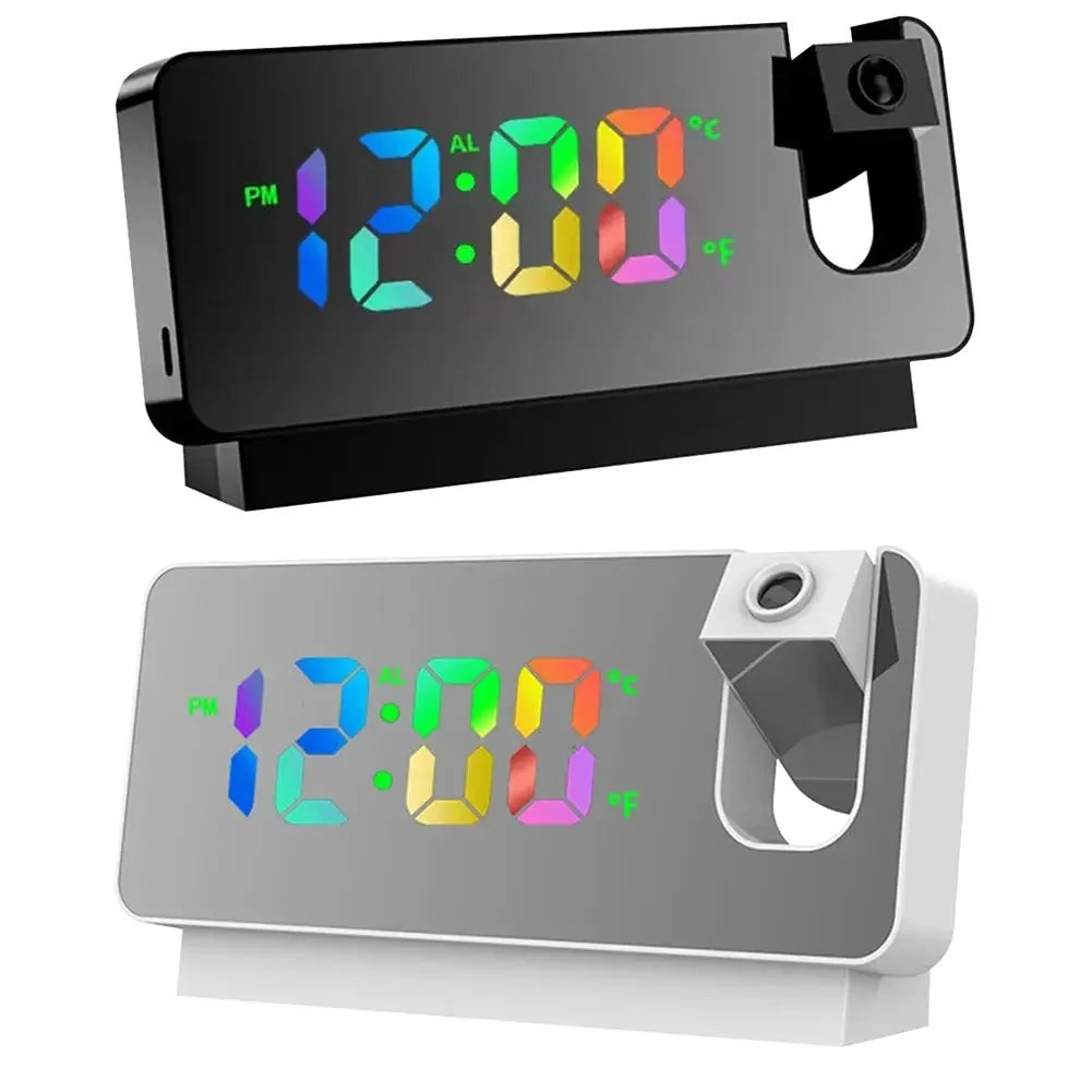 Digital Electronic Clock with Calendar & Temperature Projection Alarm Clock Multifunctional LED Display for Students Office Worker