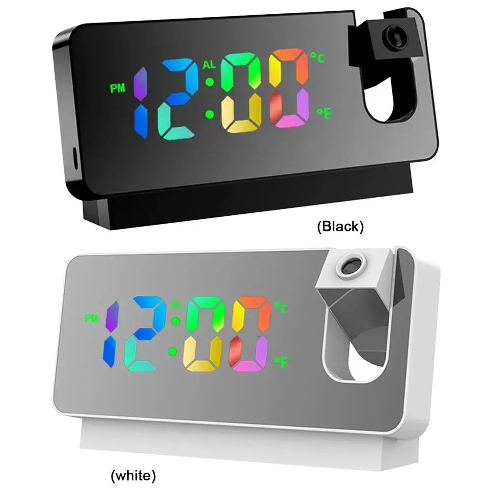 Digital Electronic Clock with Calendar & Temperature Projection Alarm Clock Multifunctional LED Display for Students Office Worker