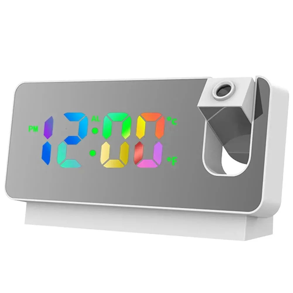 Digital Electronic Clock with Calendar & Temperature Projection Alarm Clock Multifunctional LED Display for Students Office Worker