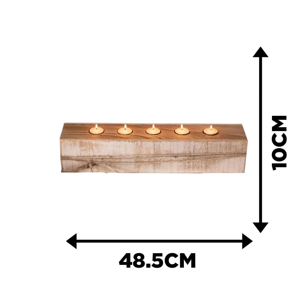 5 Tealight Wooden Candle Table Centre