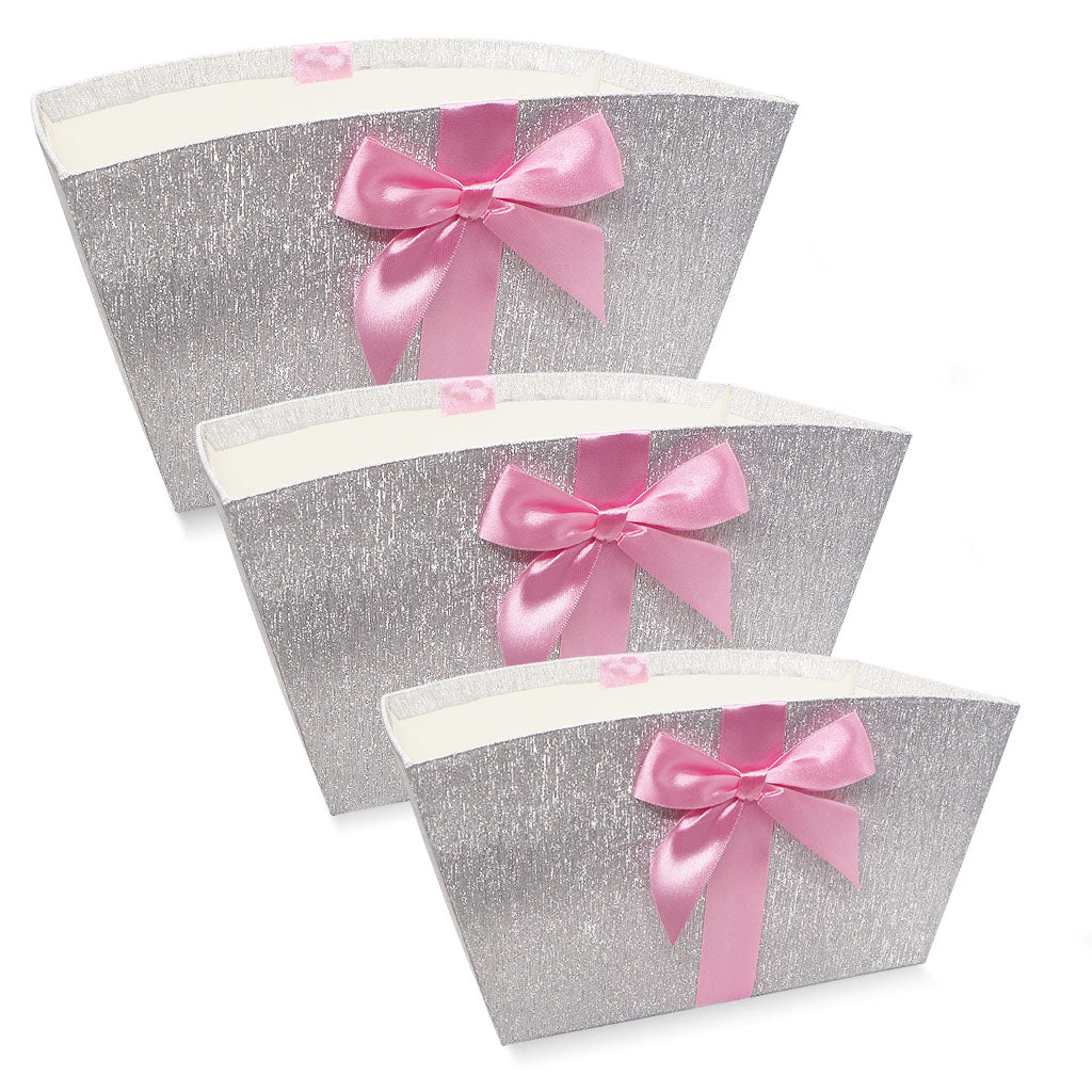 3 SILVER HAMPER TRAY GIFT BOXES 3 SET BOX PRESENT LARGE MEDIUM & SMALL