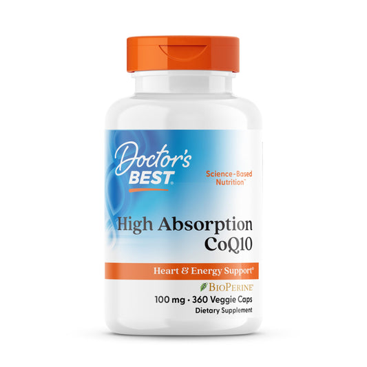Doctor's Best High Absorption CoQ10 with BioPerine – Heart Health & Energy Support, 100 mg, 360 Vegan Caps