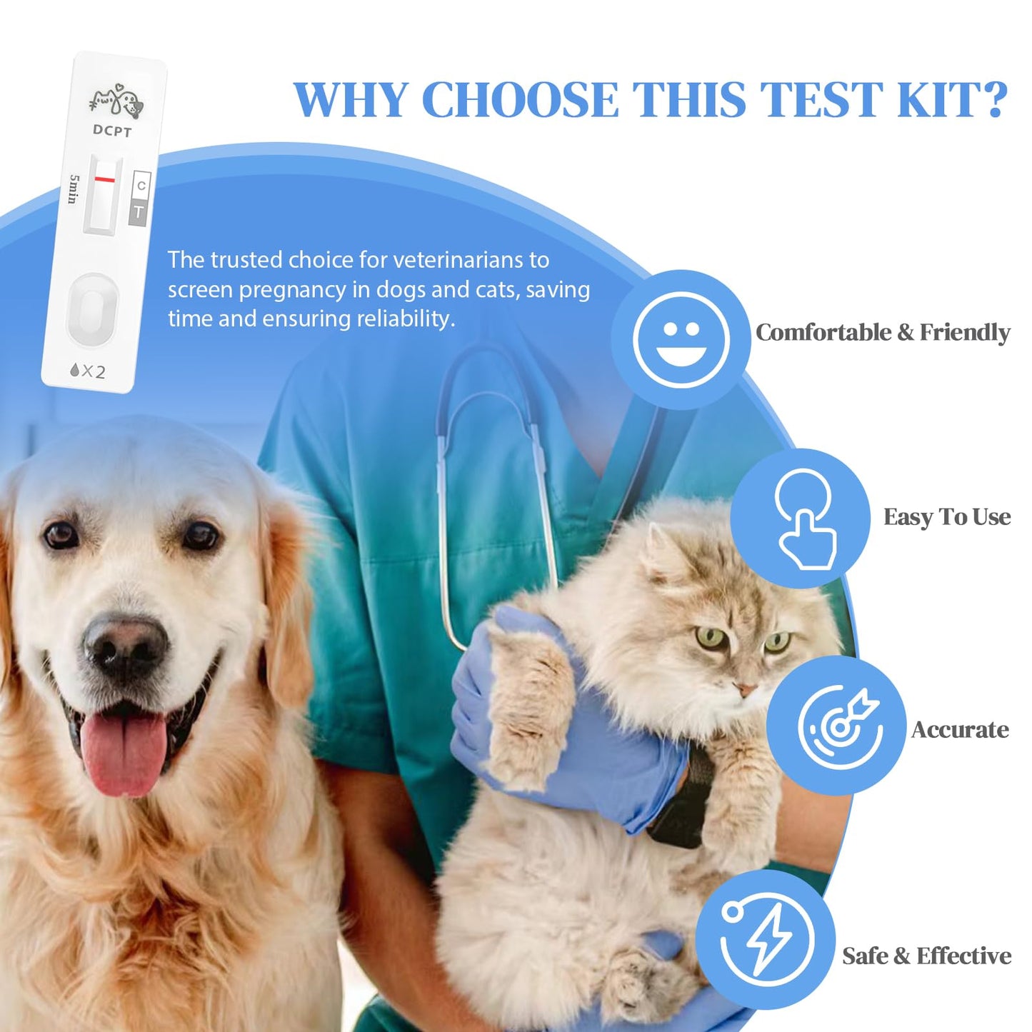 2 Pack Dog and Cat Pregnancy Test Kit – Home Urine Test, 5-Minute Results, Up to 99% Accuracy