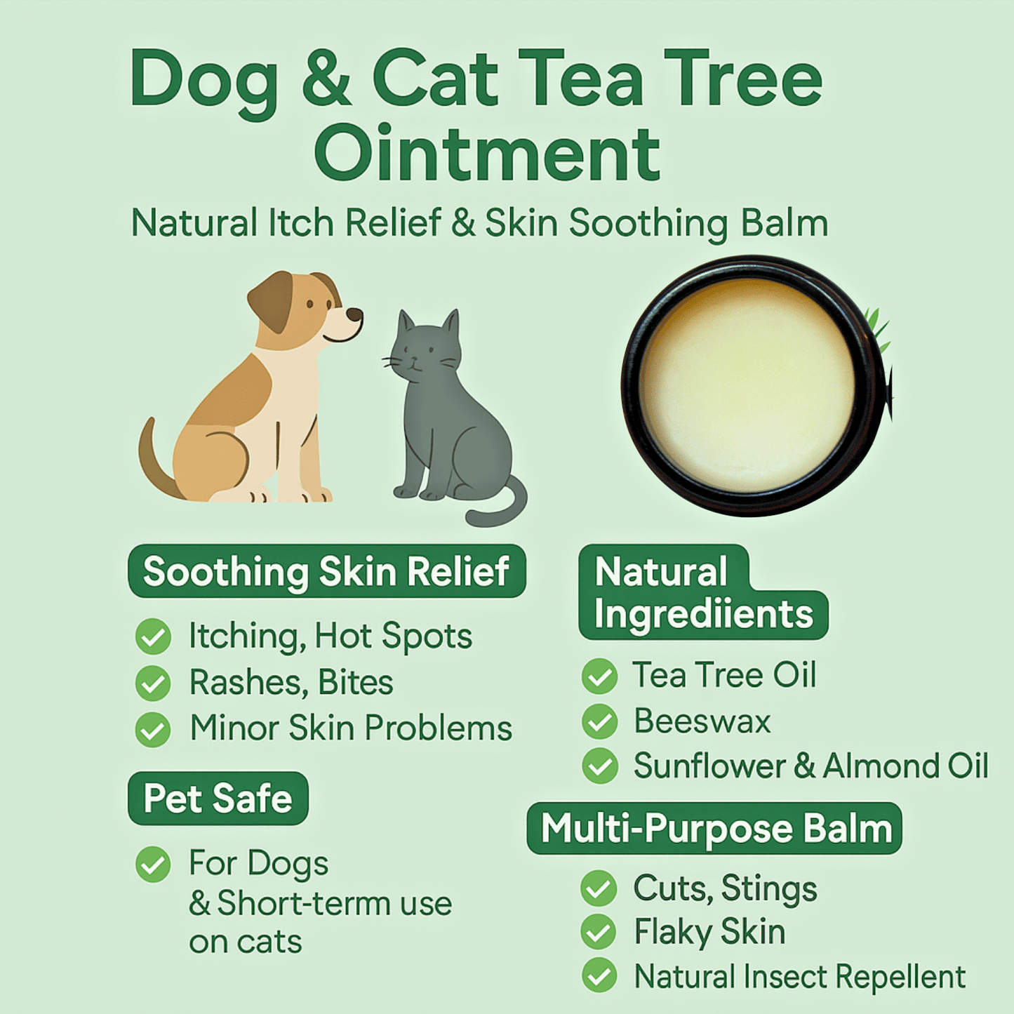 Dog & Cat Tea Tree Cream for Cracks Sores Antiseptic Relief Handmade Yorkshire