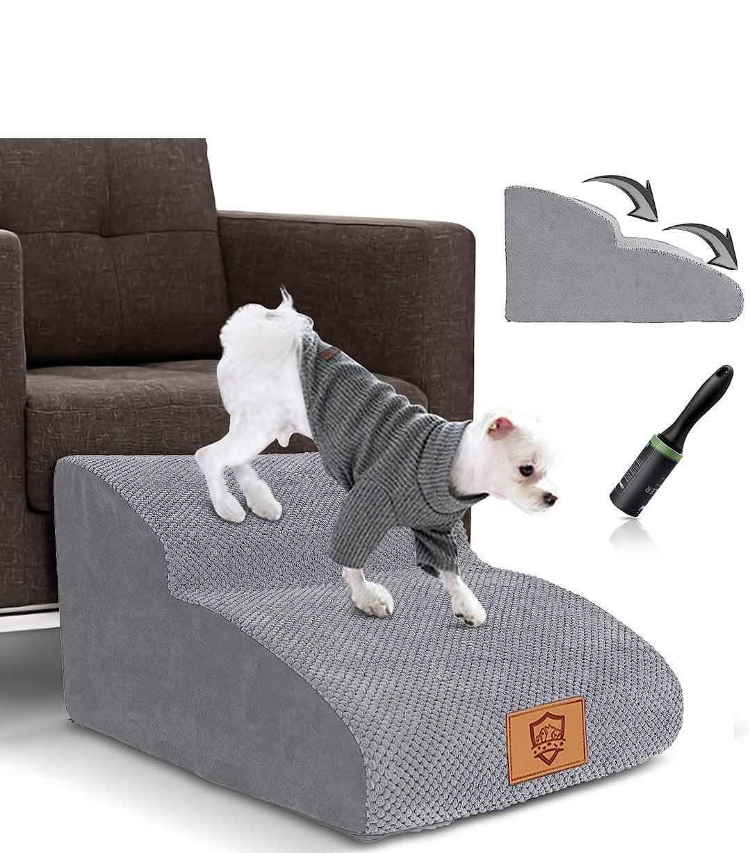 Dog Stairs for Bed/Sofa, 2-Steps High Density Foam Pet Stairs
