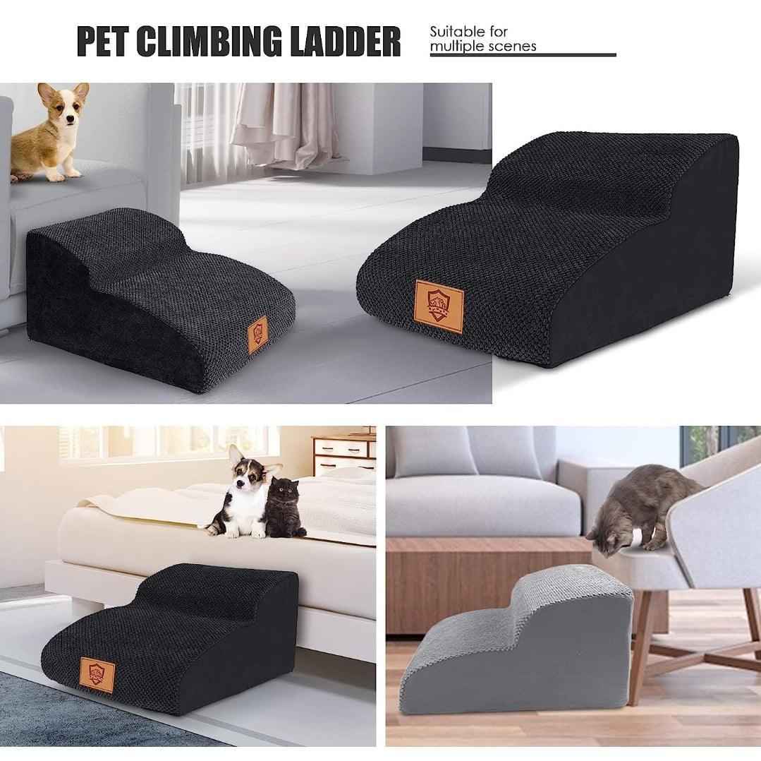 Dog Stairs for Bed/Sofa, 2-Steps High Density Foam Pet Stairs