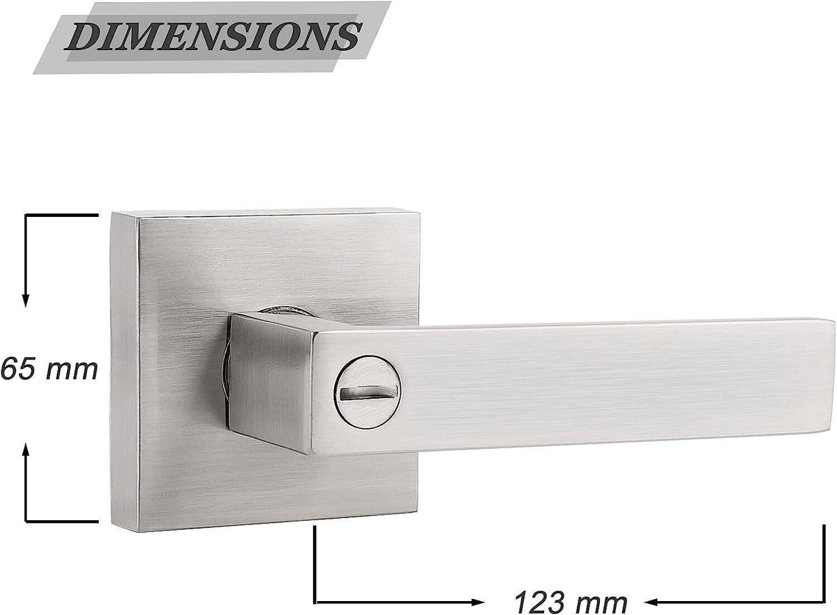 Interior Privacy Door Lever Brushed Nickel Square Handle Bathroom Bedroom Probrico