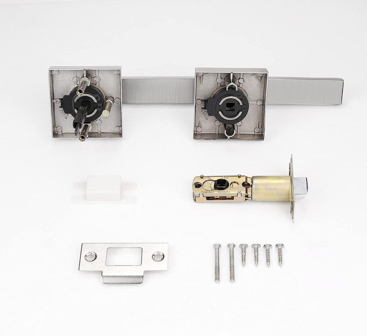 Interior Privacy Door Lever Brushed Nickel Square Handle Bathroom Bedroom Probrico