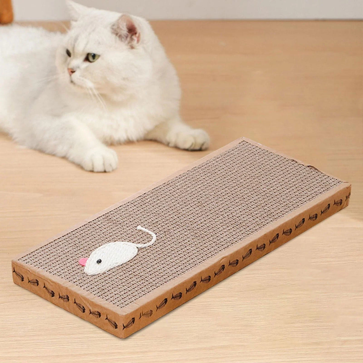 Double Sided Cat Scratching Board with Mouse and Catnip 38cm