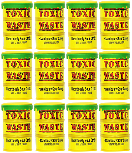 12 x Toxic Waste Hazardously Sour Candy 42G