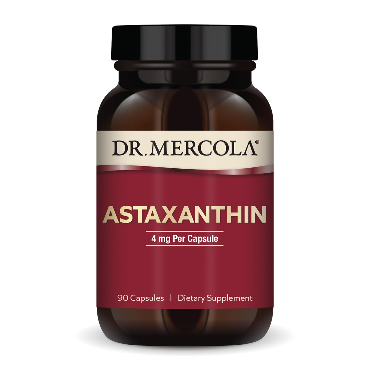 Dr. Mercola Organic Astaxanthin 4 mg - 90 Capsules | Organic Microalgae Extract, Non-GMO