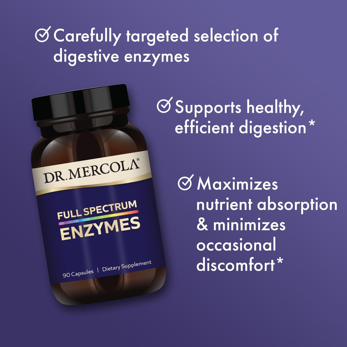 Dr. Mercola Full Spectrum Enzymes - Digestive & Immune Support | 22 Enzymes | Non-GMO