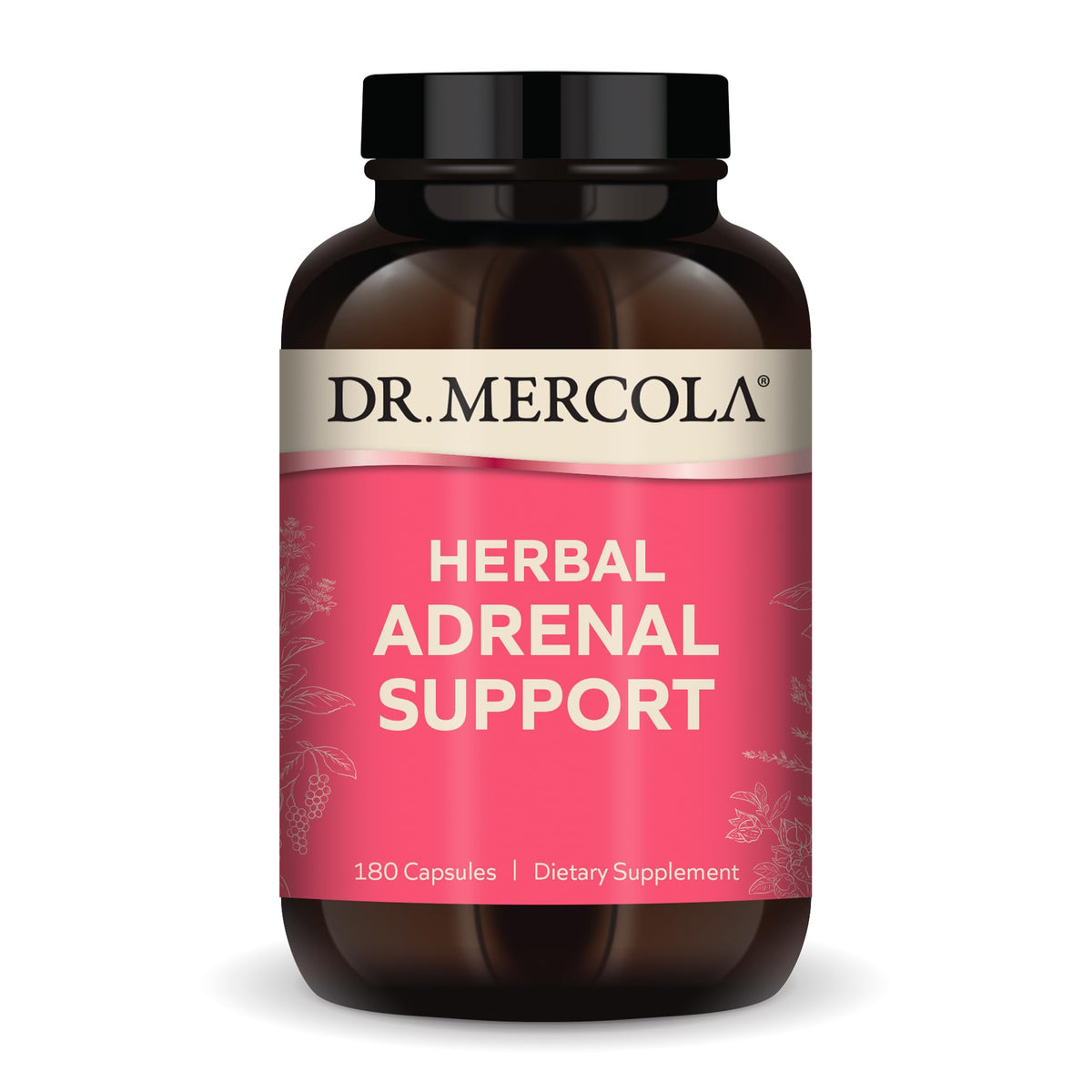 Dr. Mercola Herbal Adrenal Support - 90 Servings (180 Capsules) | Mood & Stress Management, Non-GMO