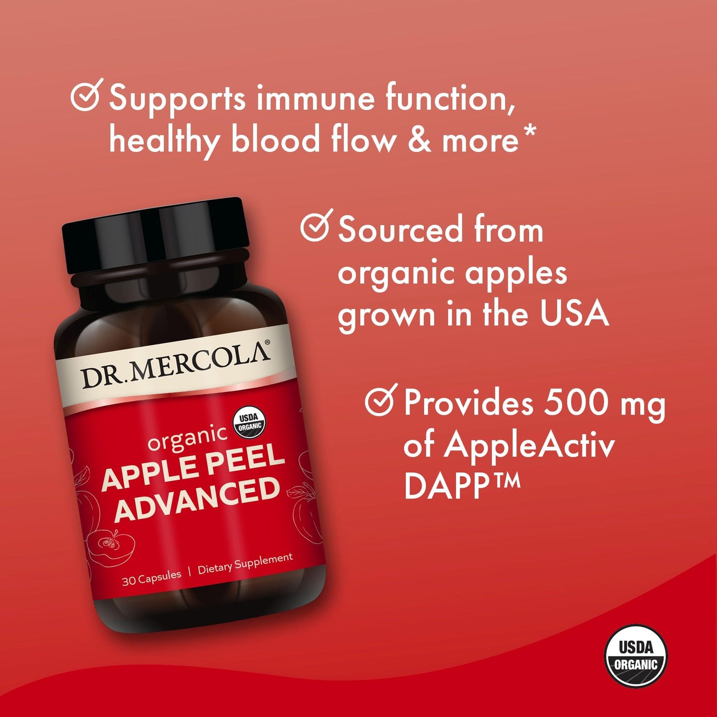 Dr. Mercola Organic Apple Peel Advanced 2 Pack – 30 Servings, USDA Organic, Non-GMO