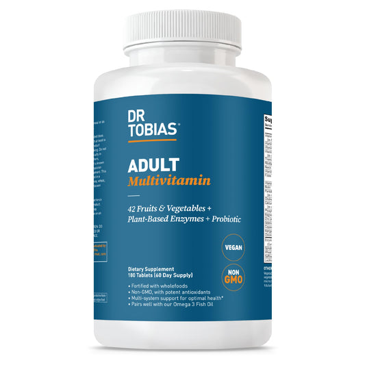 Dr. Tobias Adult Multivitamin for Women & Men – Immune Support, 42 Fruits & Vegetables, Vegan, Non-GMO, 180 Tablets