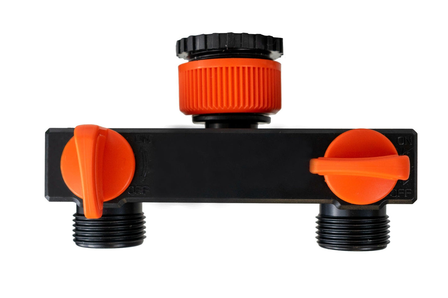 2 Way Tap Splitter PP with Valves and Snap-On Male Connectors