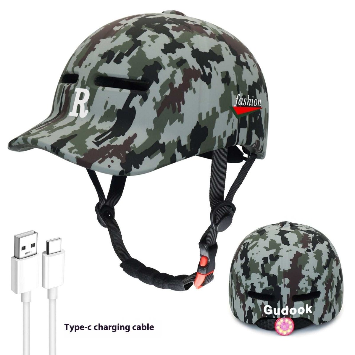 Bicycle Helmet With Light - Safety Integrated Design, Multiple Sizes & Colors Available