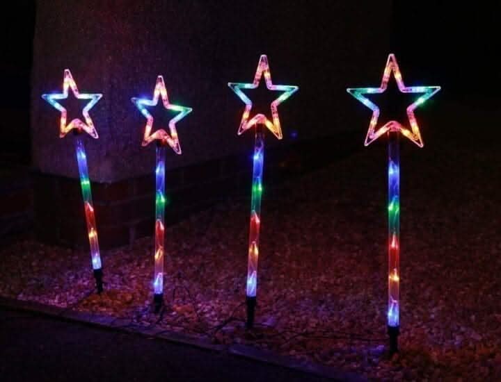 Christmas LED Star Stake Lights - Set of Four