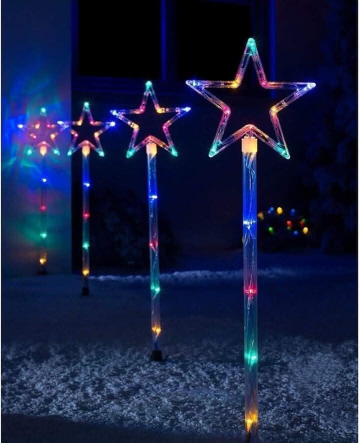 Christmas LED Star Stake Lights - Set of Four