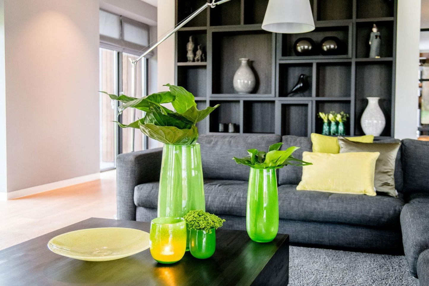 Glass Vase ROBERT -  H50 D14 cm - JUNGLE GREEN Colour by DutZ