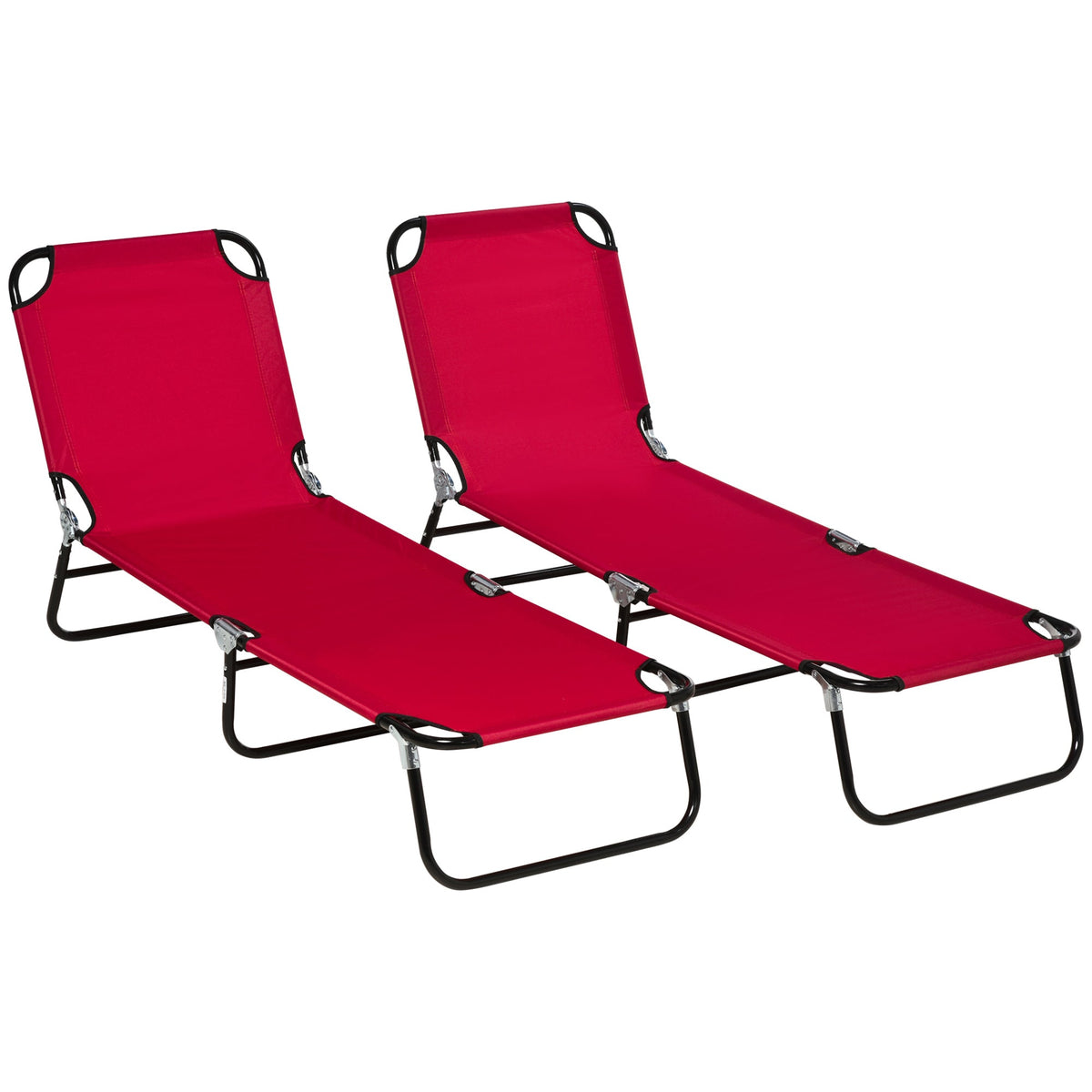 Outsunny Folding Sun Loungers Set of 2 with Adjustable Backrest