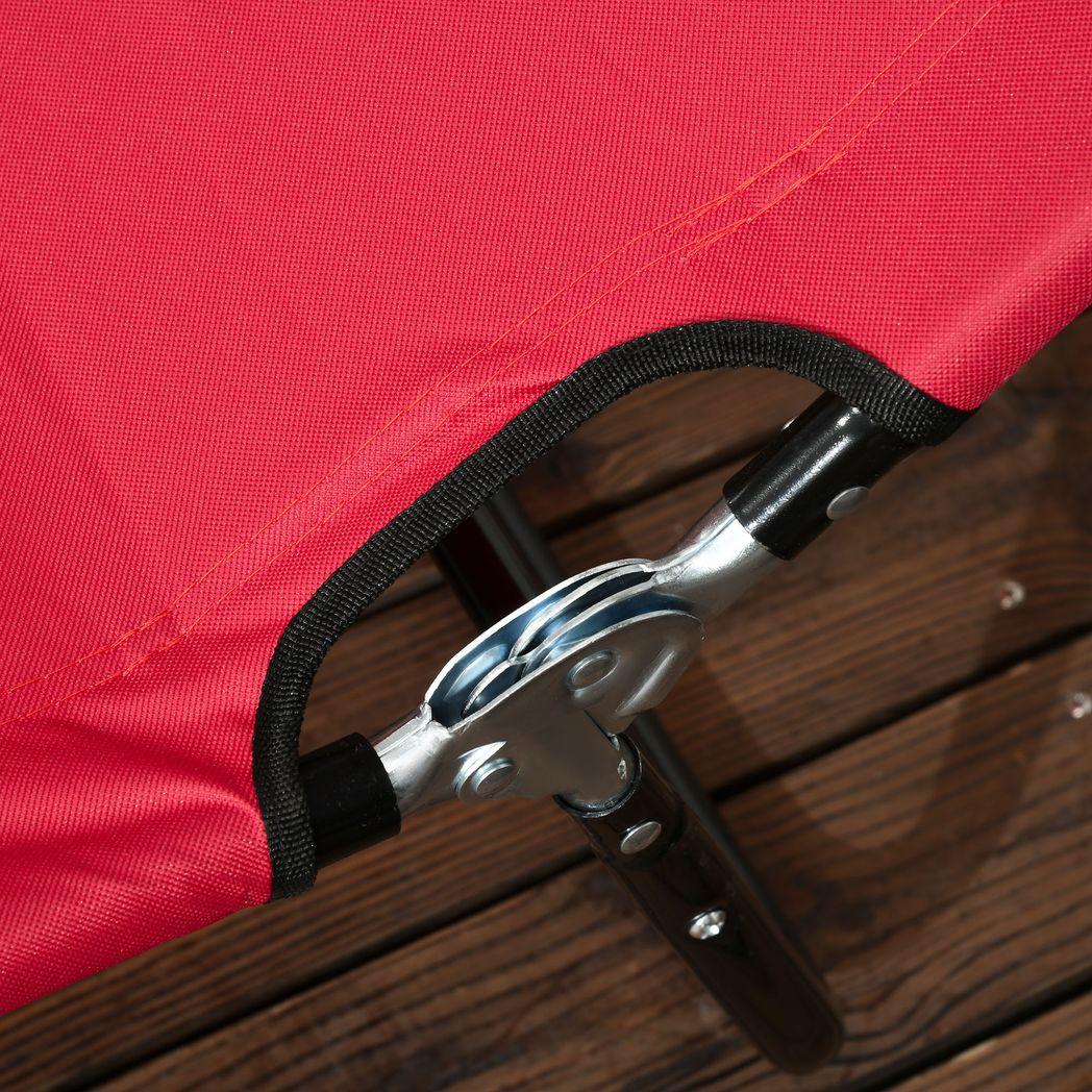 Outsunny Folding Sun Loungers Set of 2 with Adjustable Backrest