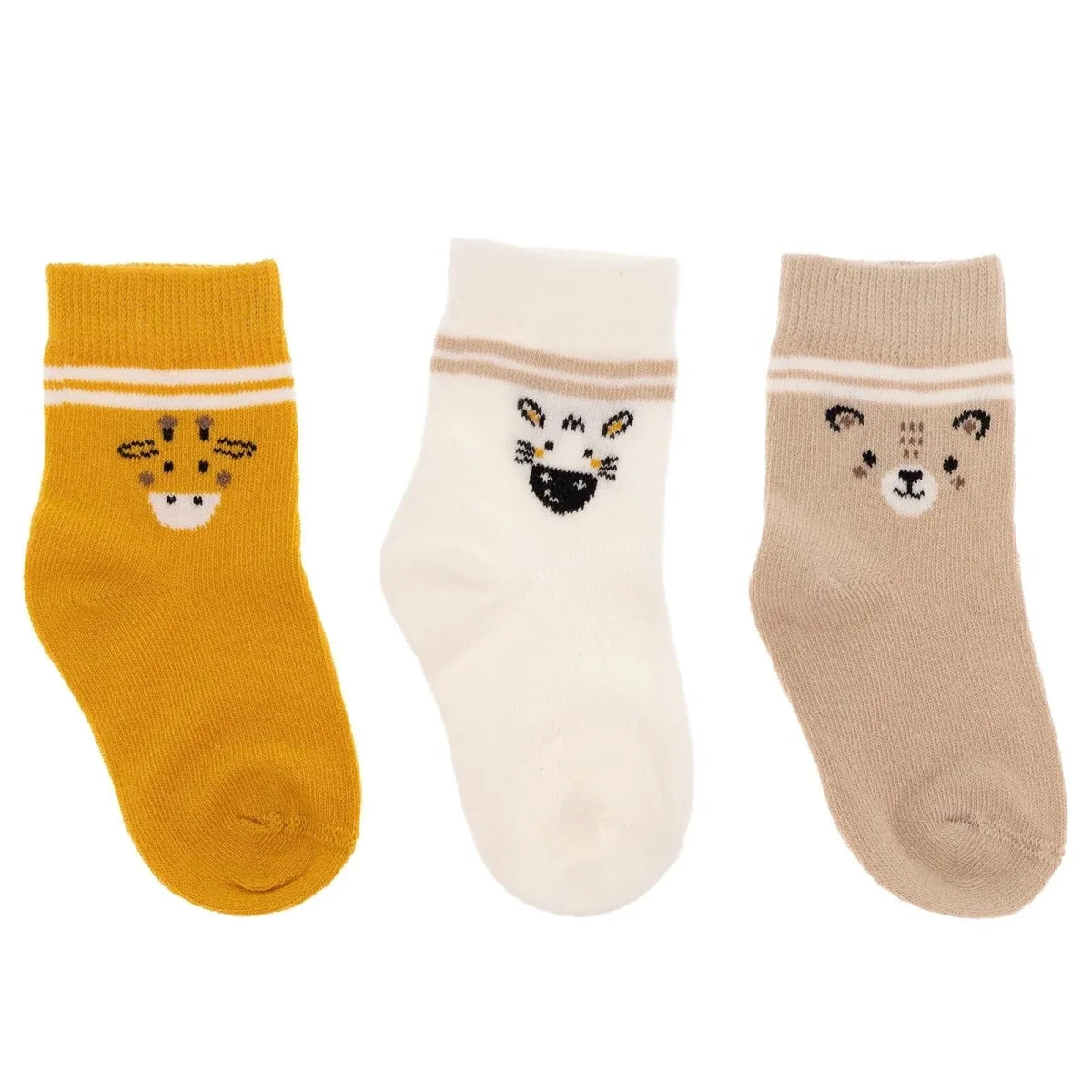 HelloBaby 3 Pack Striped Animal Print Ankle Baby Socks (Newborn to 4-5 Years)