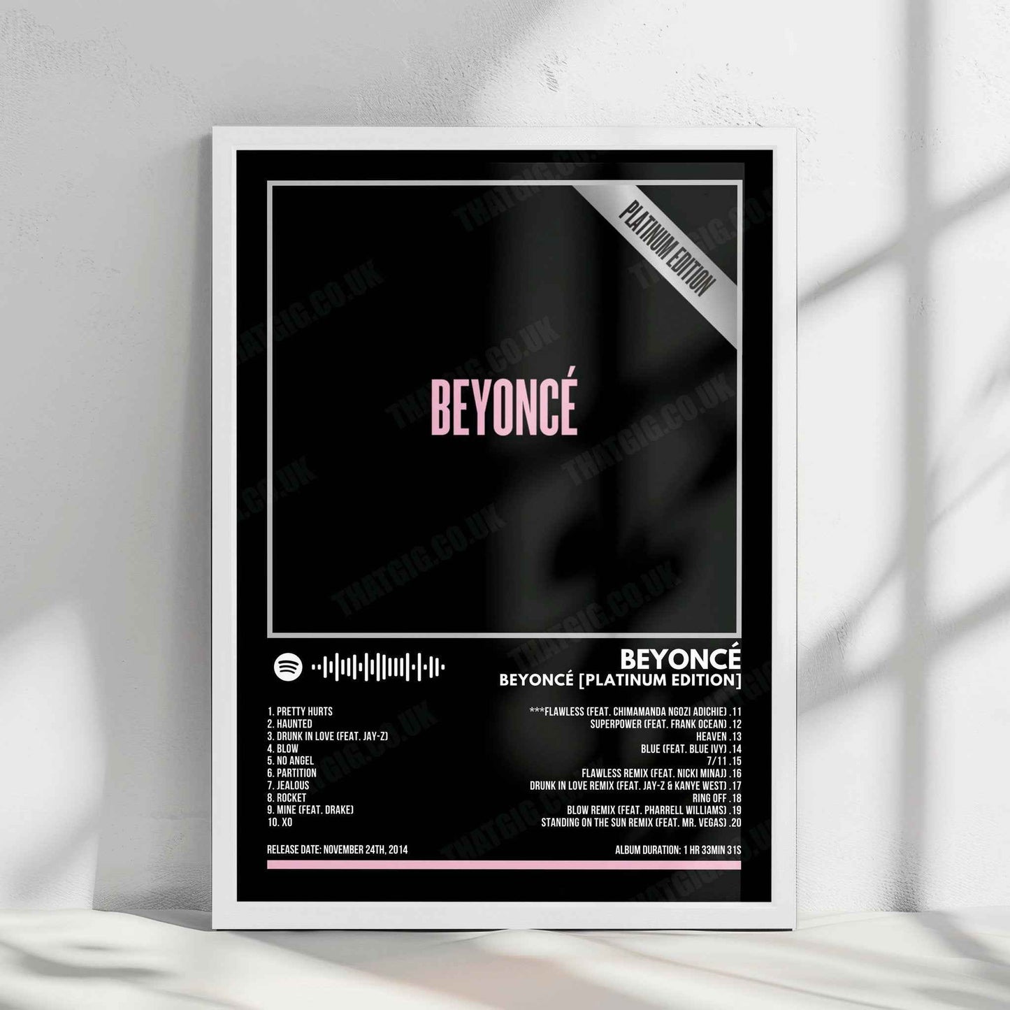 Beyoncé "Beyoncé (Platinum Edition)" Album Cover Poster - with Complete Tracklist