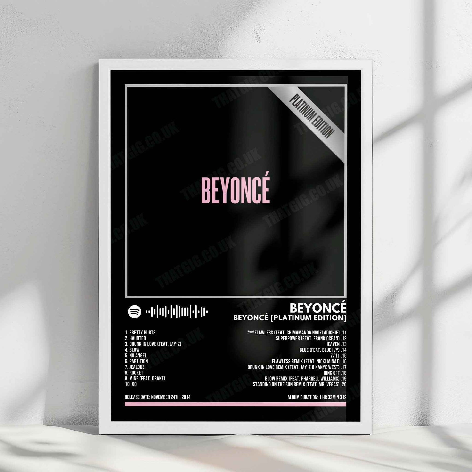 Beyoncé "Beyoncé (Platinum Edition)" Album Cover Poster - with Complete Tracklist