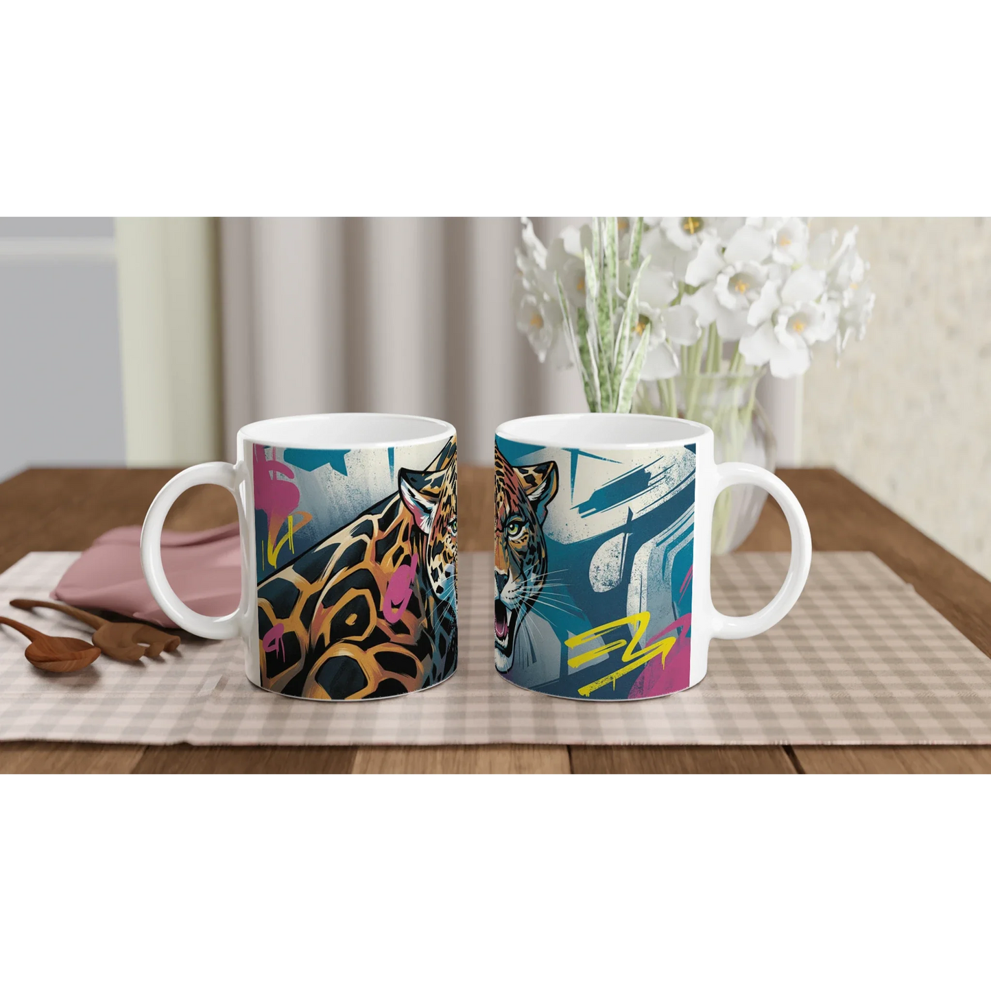 🦁 Urban Tiger Mug – Modern Graffiti Art Ceramic Cup (11oz)