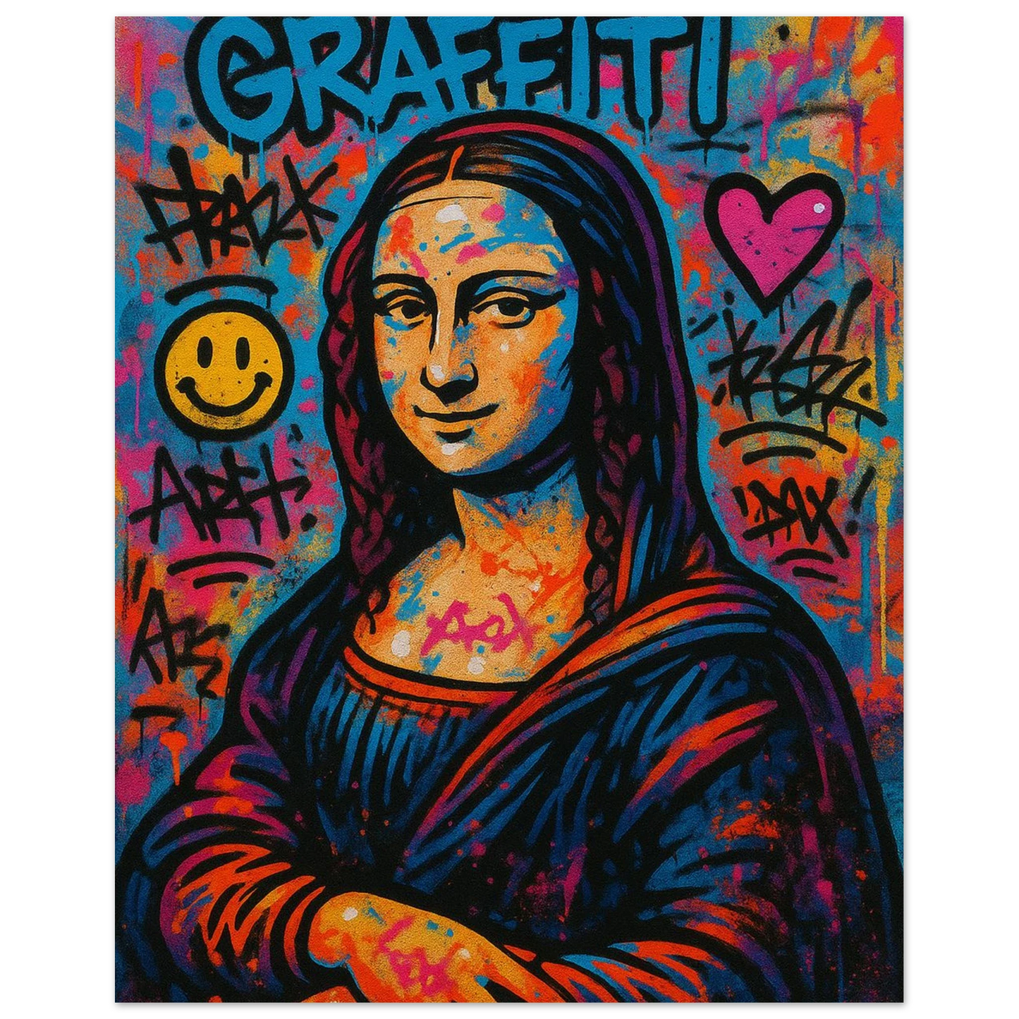Urban Mona Lisa Graffiti Poster – Semi-Glossy Wall Art 🎨 40x50 cm / 16x20″