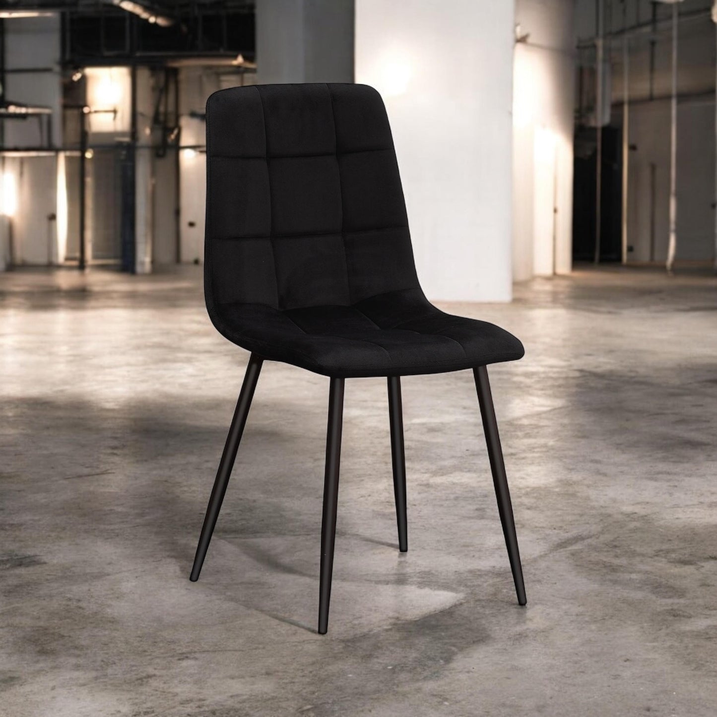 BLACK FABRIC CHAIR BLACK METAL LEGS