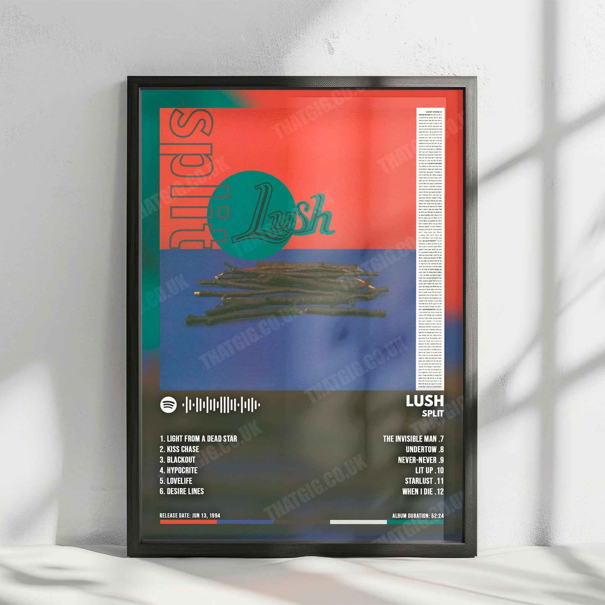 Lush "Split" Album Cover Poster - with Complete Tracklist