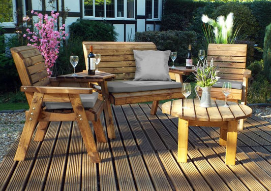 Charles Taylor Trading Four Seater Set Round With Grey Cushion Brown
