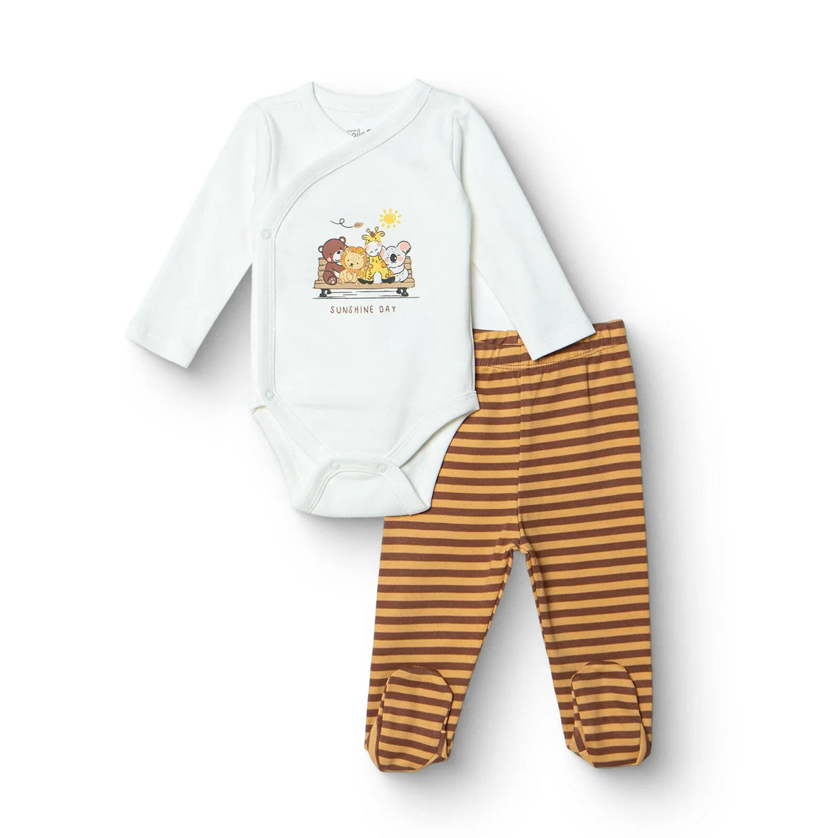 HelloBaby Animal Print Baby Bodysuit & Footed Bottoms Set (Newborn to 9 Months)