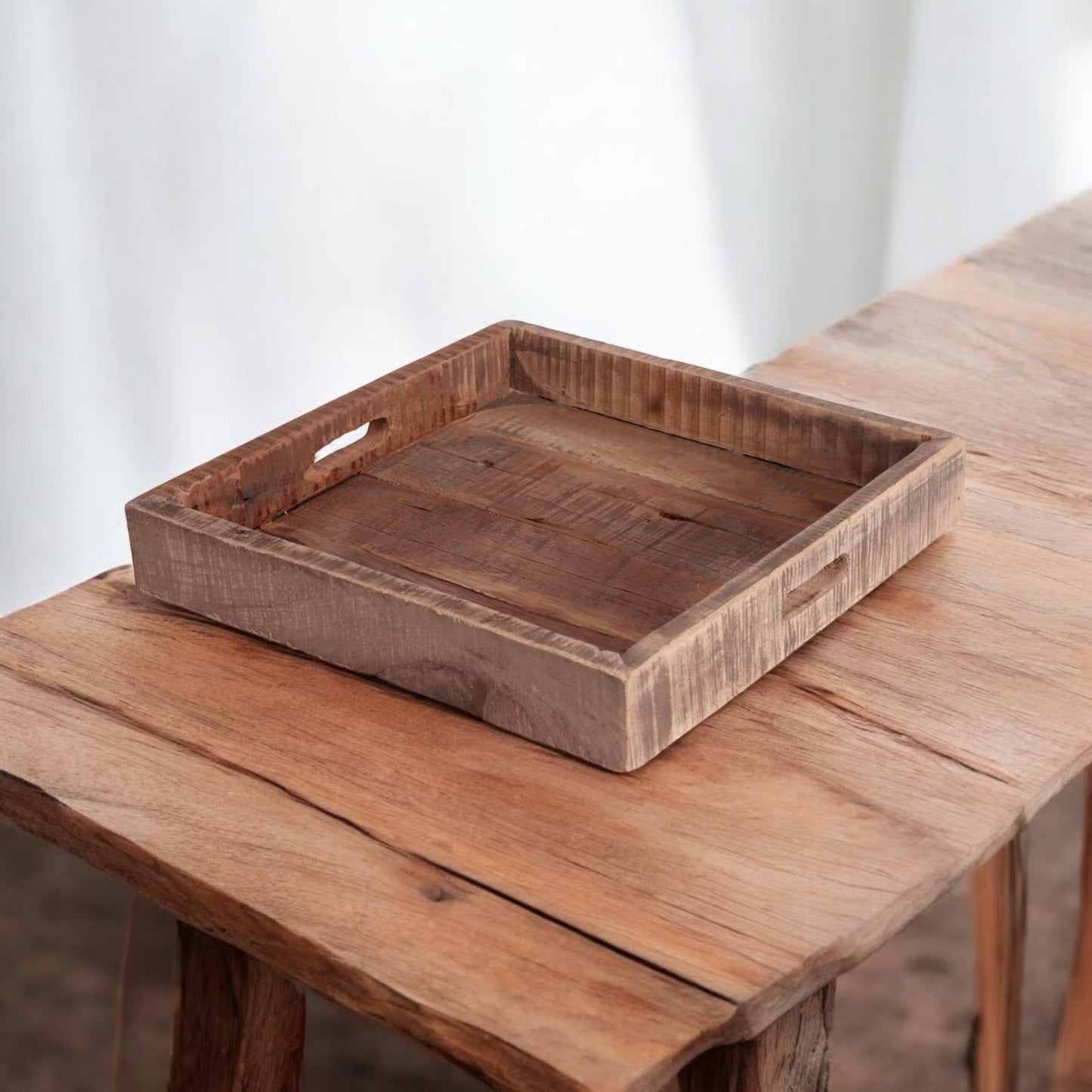 50CM RECLAIMED SQUARE WOODEN TRAY