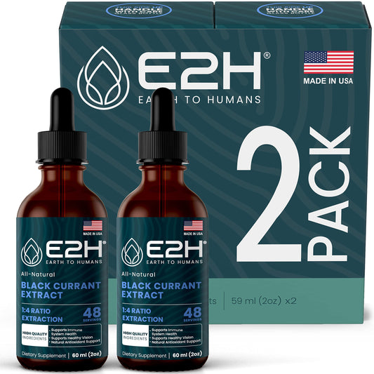 E2H Natural Black Currant Extract – Cold Pressed Seed, Immune Support, Fast-Absorbing Liquid (2 Bottles)