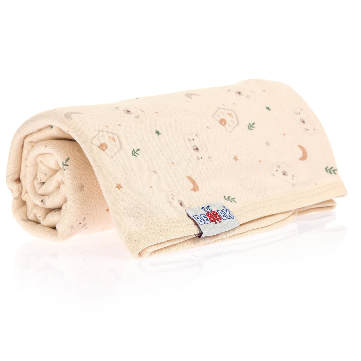 Bebbek Bear and House Print Jersey Baby Blanket (80 x 80 cm)