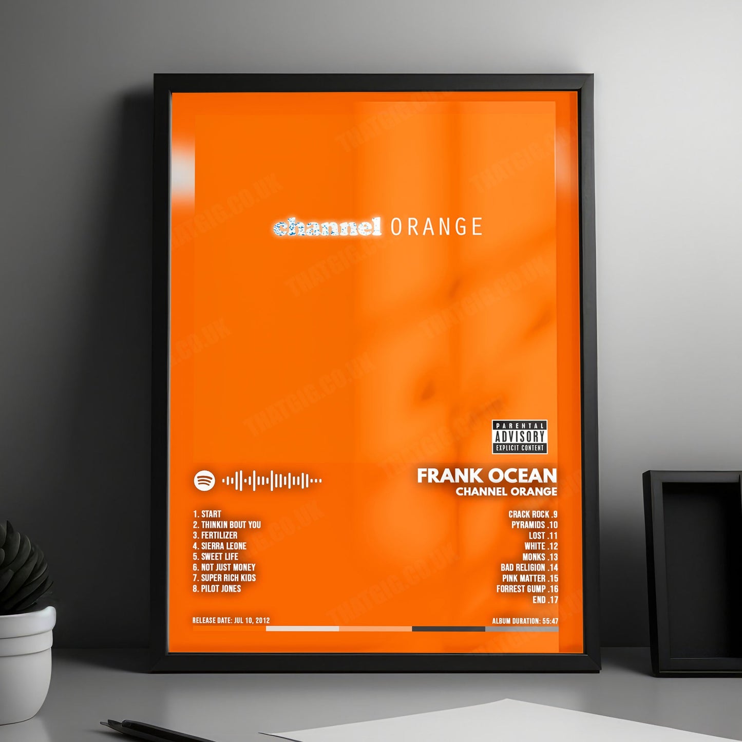 Frank Ocean "channel ORANGE  " Album Cover Poster - with Complete Tracklist