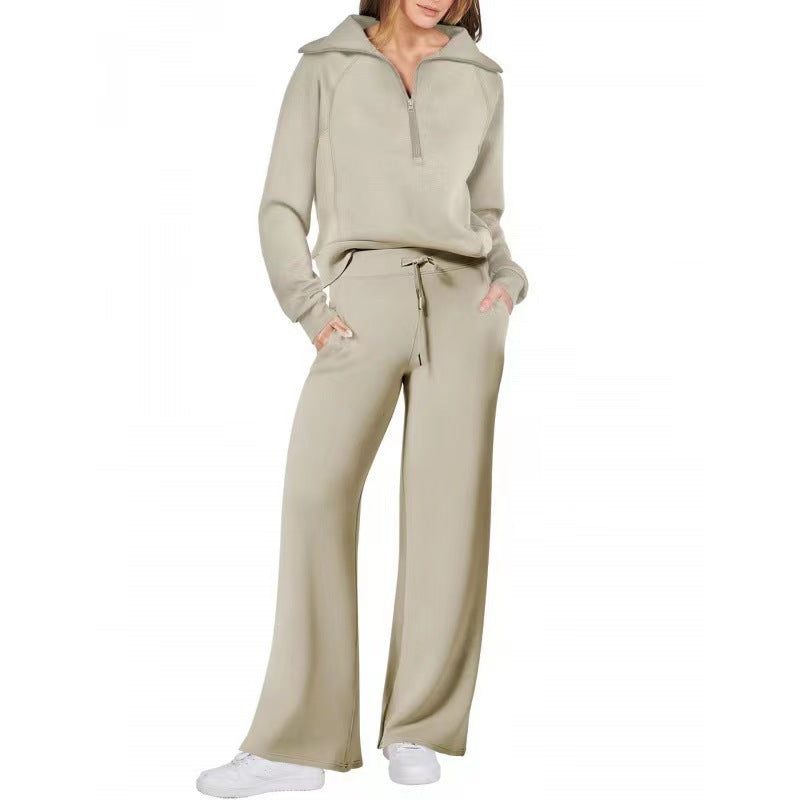 Europe And America Foreign Trade Autumn And Winter Fashion Casual Sport Two-piece Set For Women