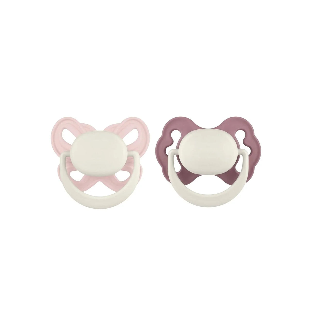 Mooma Clown & Butterfly Soothers 0-6 months Pack of 2 - Brownish Purple & Baby Pink