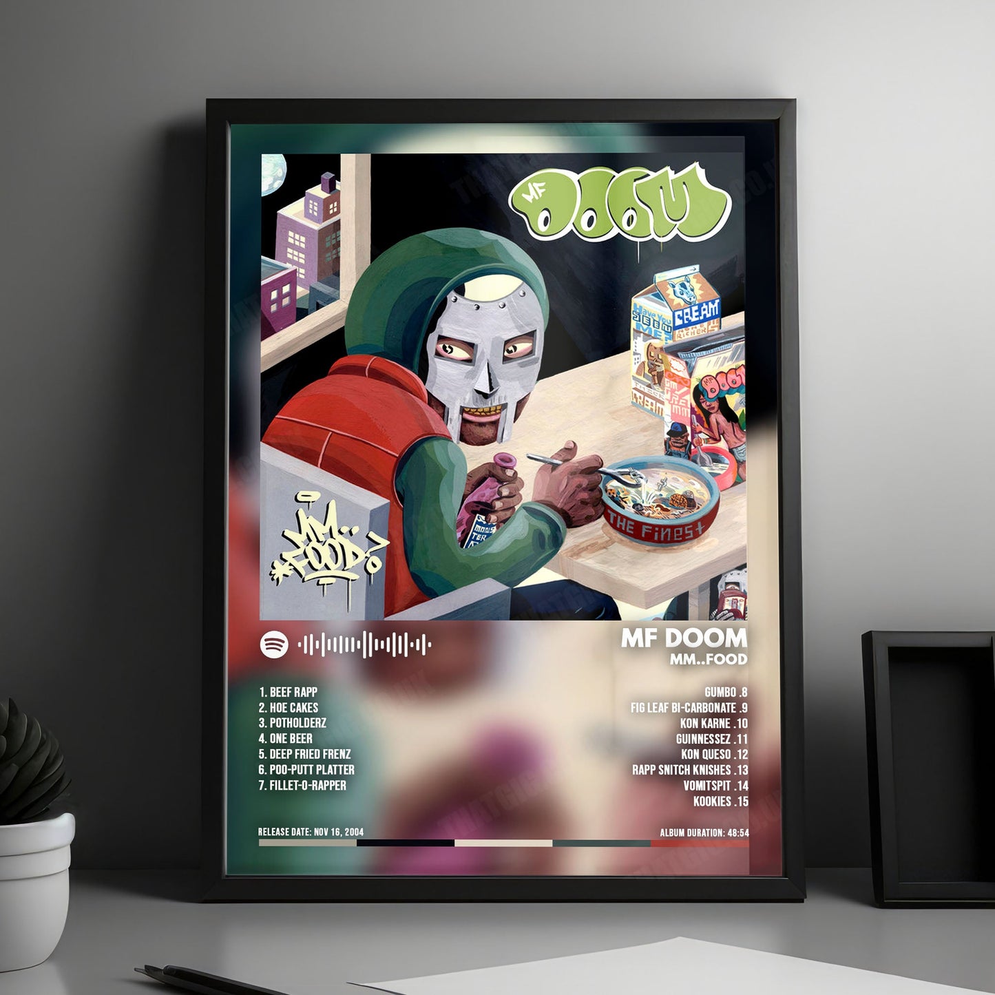 MF DOOM "MM..FOOD  " Album Cover Poster - with Complete Tracklist
