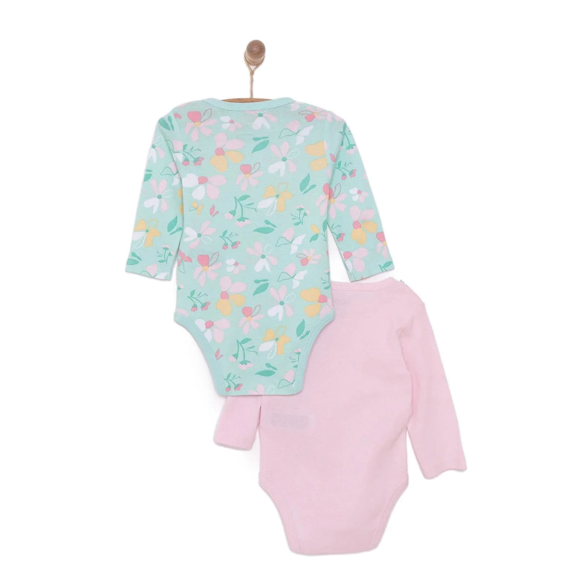 HelloBaby 2 Pack Floral & Bunny Print Long Sleeve Baby Bodysuits (3 Months to 3 Years)