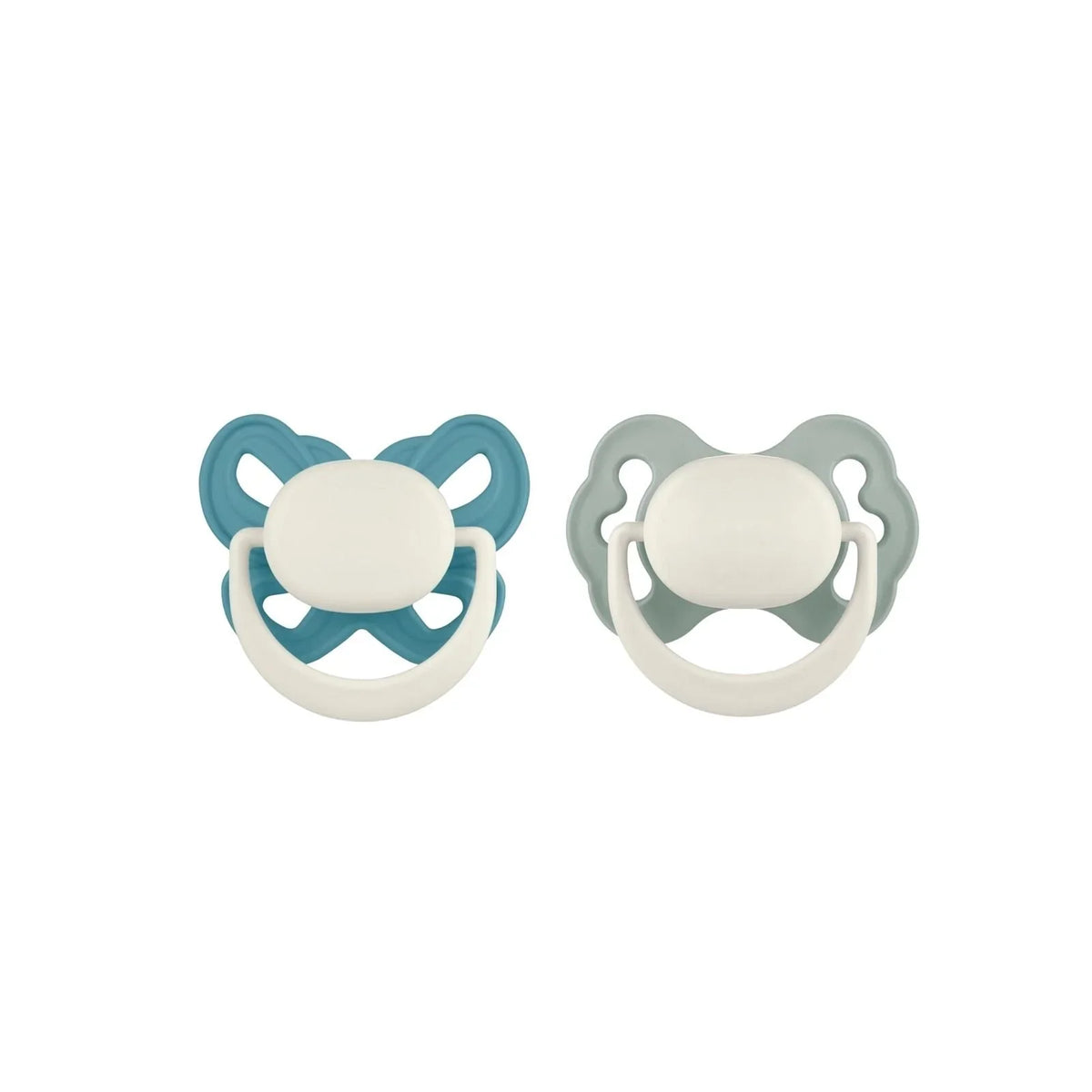 Mooma Clown & Butterfly Soothers 0-6 months Pack of 2 - River Green & Ball Blue