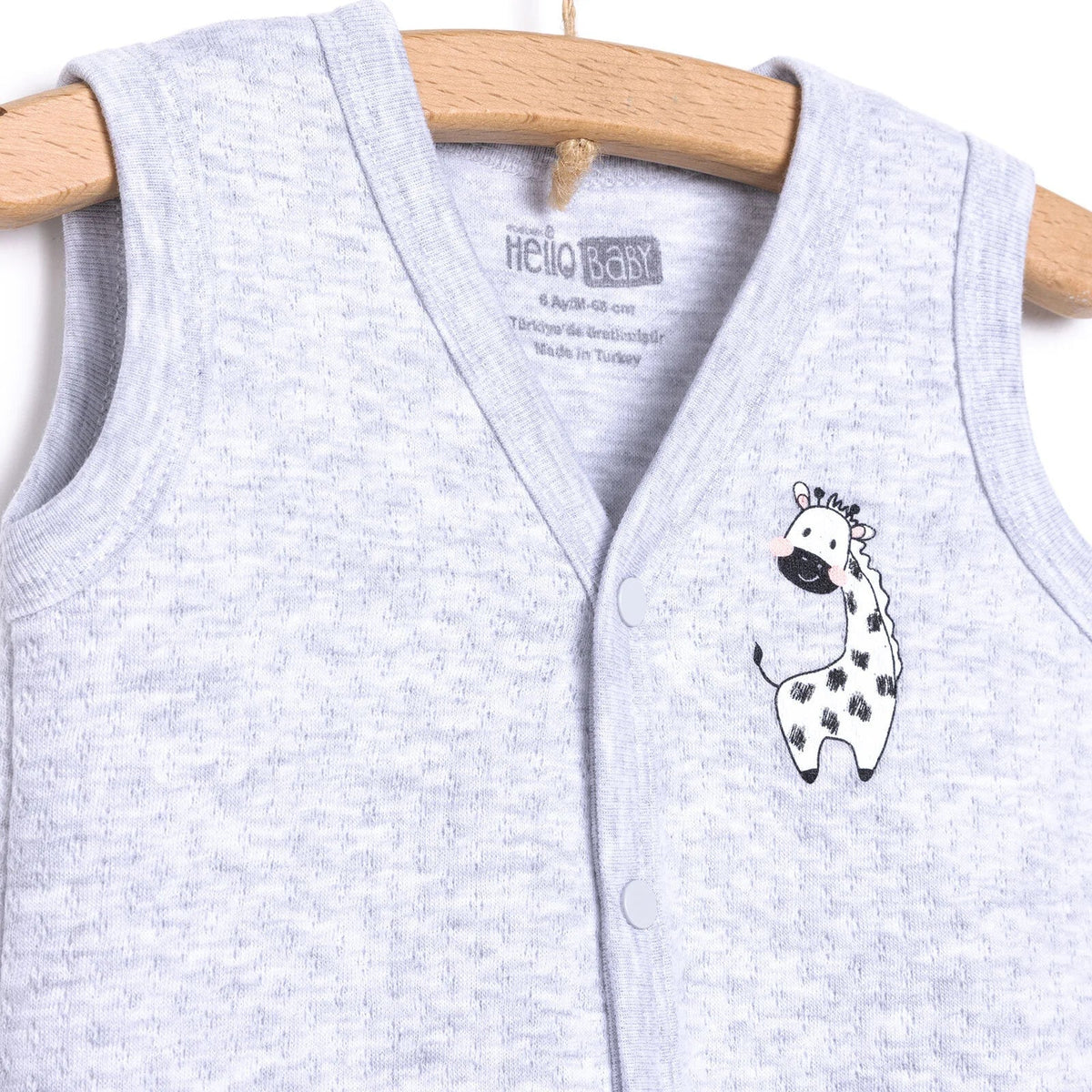HelloBaby Giraffe Motif Snap Fastening Quilted Baby Gilet (3 Months to 2 Years)