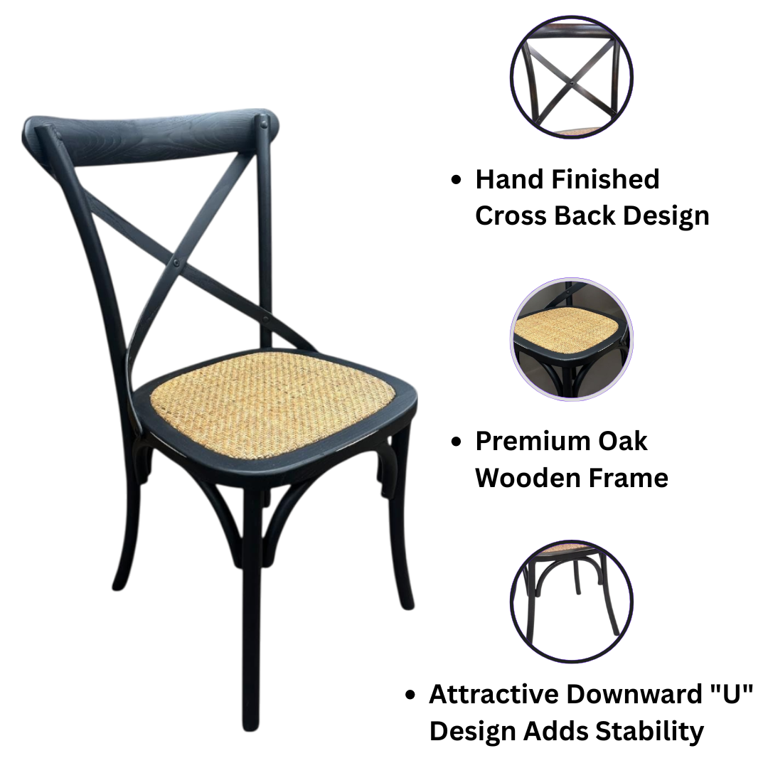 BLACK FRENCH CROSS BACK CHAIR