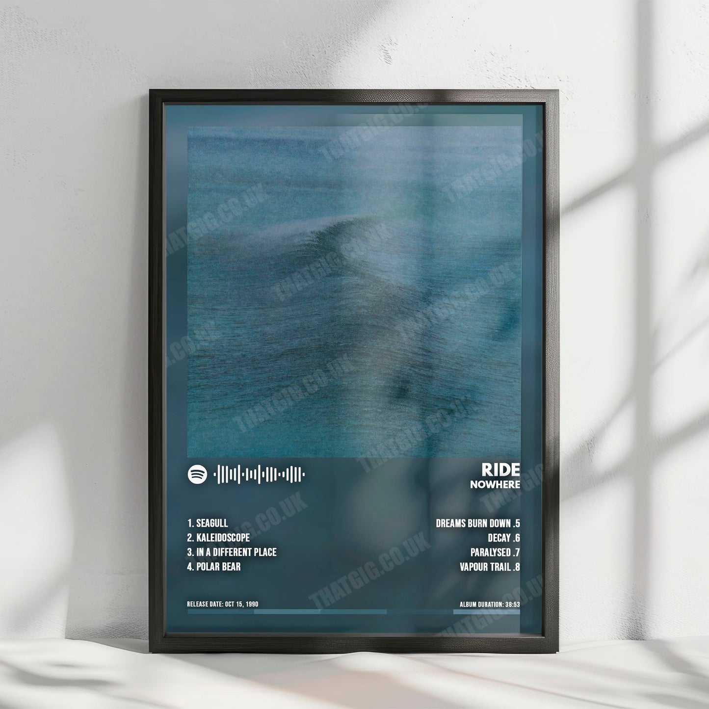 Ride "Nowhere" Album Cover Poster - with Complete Tracklist