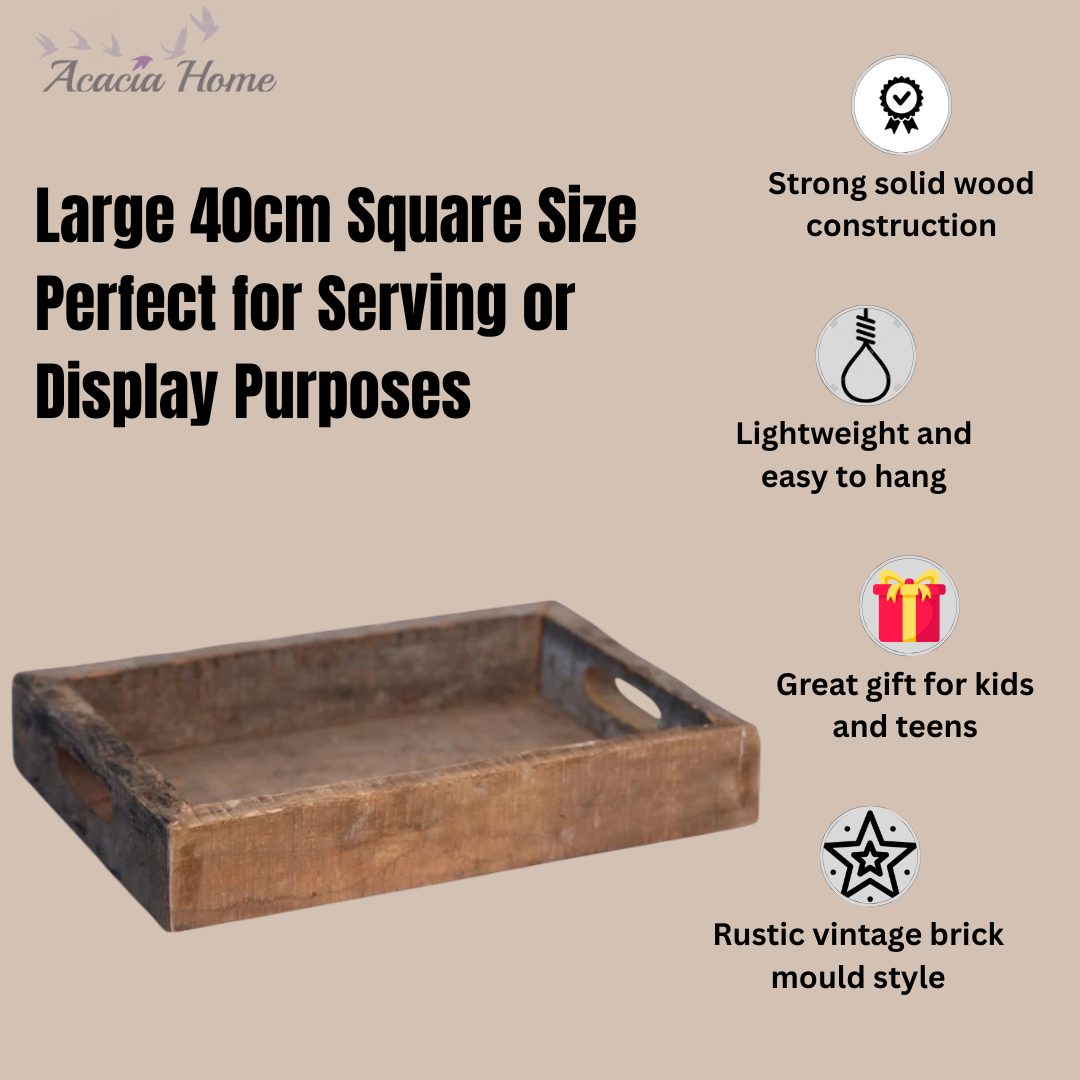 40CM RECLAIMED SQUARE WOODEN TRAY