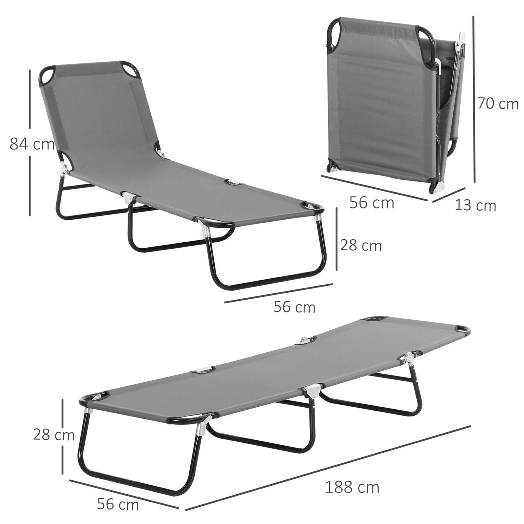 Outsunny Folding Sun Loungers Set of 2 with Adjustable Backrest