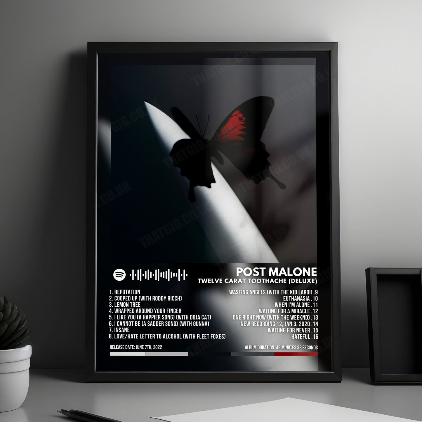 Post Malone "Twelve Carat Toothache (Deluxe)" Album Cover Poster - with Complete Tracklist